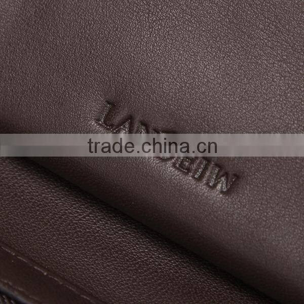 Popular Long Style Zipper Around Genuine Leather Brown Waiter Wallet
