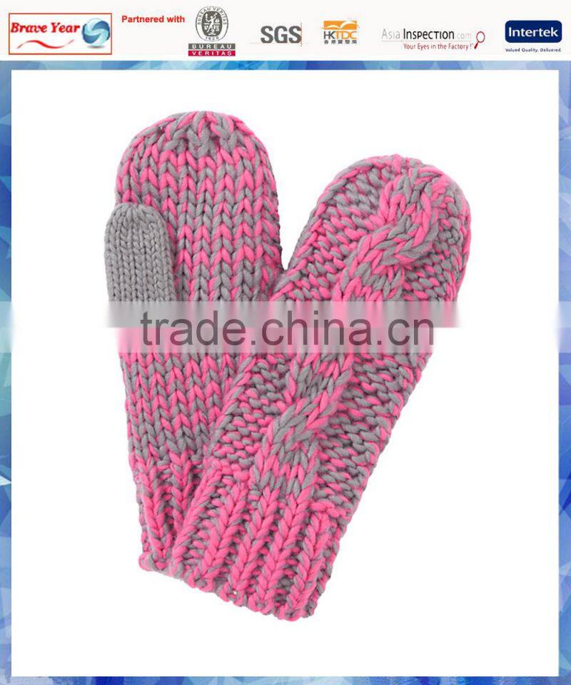 space dye cable knitted fleece lined women gloves