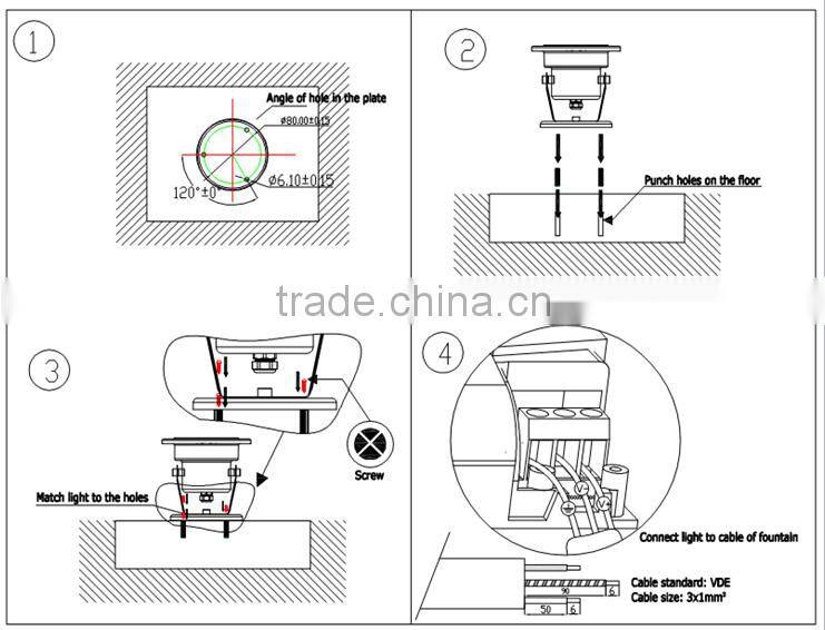 IP68 Complete waterproof RGB Color Changable 3W/6W/9W/12W/15W LED Underwater Light