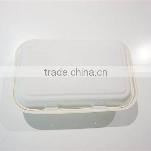 2 Compartments 1000ml Sugarcane Fiber food packaging container,clamshell