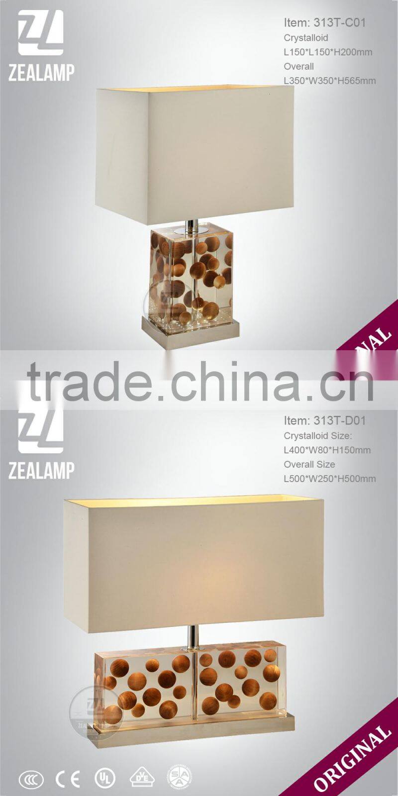DIY Wooden Ball Resin Luxury Unique Amber Table Lamps Modern Hotel Table Lamp