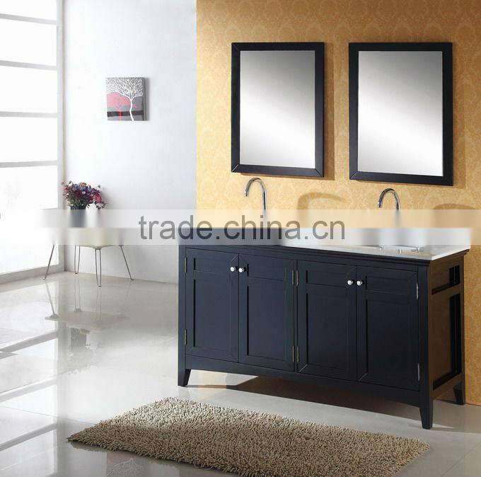 North America Design Hot Selling Solid Wood Dual Basin and Mirror Bathroom Cabinet
