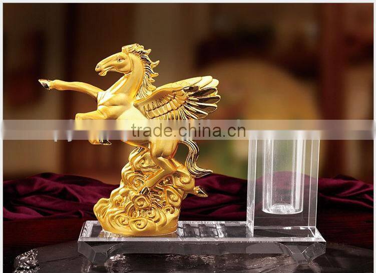 crystal penholder with metal horse for 2016 new year gift