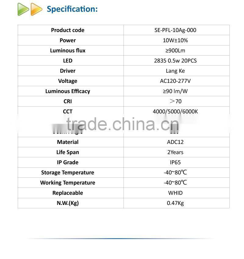 2016 Ultra thin IP65 waterproof LED outdoor lighting fixture Die Casting 10W LED flood light