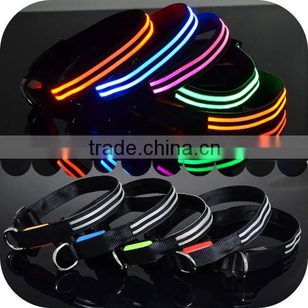 Glowing White Color Double Line Dog Collar LED Waterproof