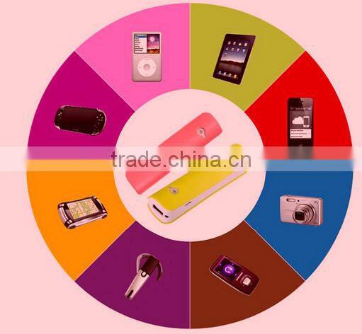 Thin waist 2600mAh power bank with LED flashlight phone charger with USB port portable phone battery charger for smart phone