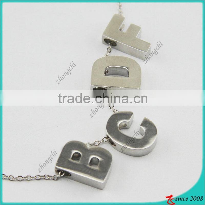 Ladies Silver 26 Letters Charm Link Chain Necklace