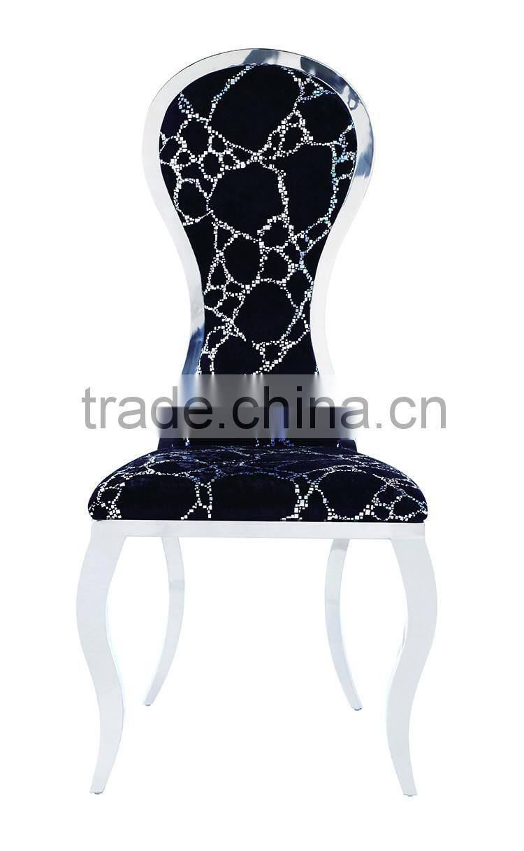 Luxury arc back banquet hall chair metal legs dining room chair