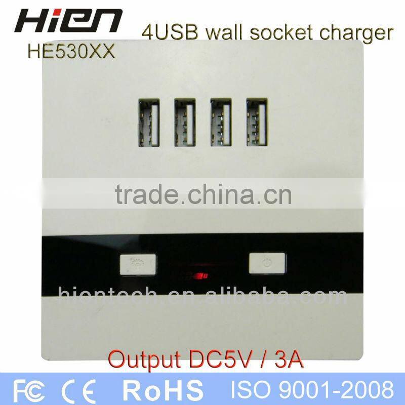 220v extension cord socket outlet USB socket with 4 USB port 5V3A 2 LED indicator suit for hotel school airport railway hospital