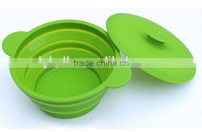 Silicone Collapsible Snack Box Lunch box food container foldable silicone bowl with coverwith cover