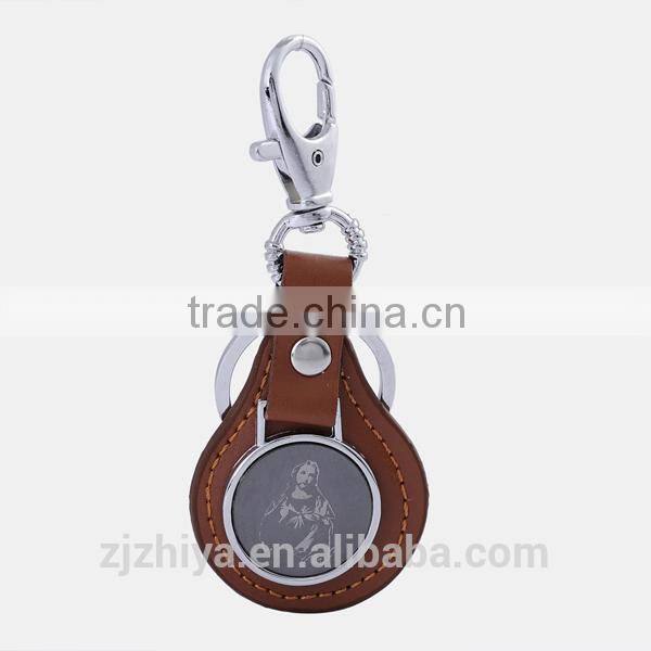 New style religious custom leather keychain