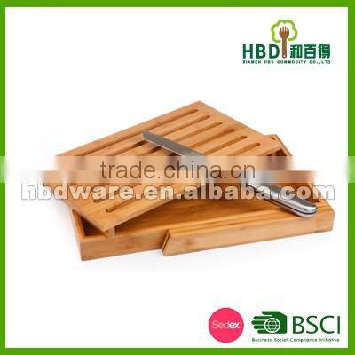 High quality bamboo bread cutting board with S/S knife
