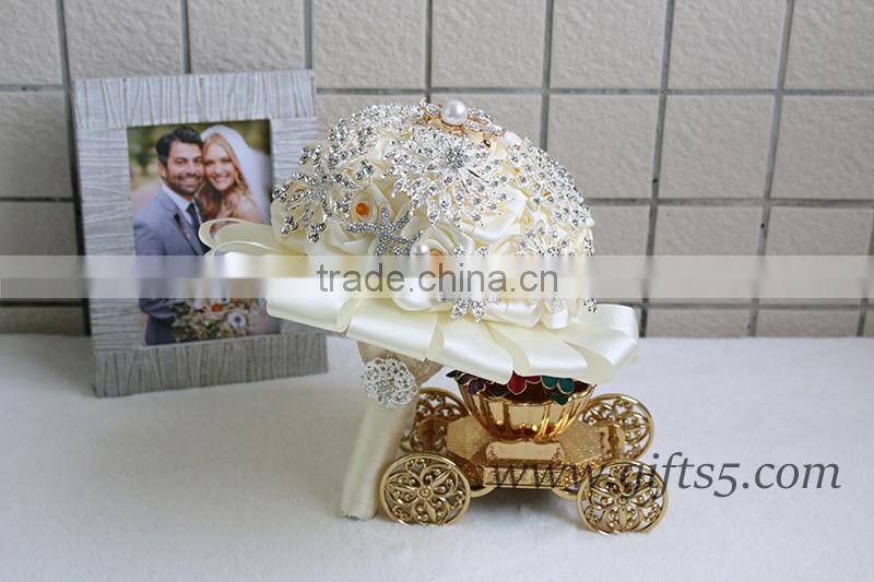 Wedding Bouquet Purple Pink White Roses Bridal Bouquet with Pearls