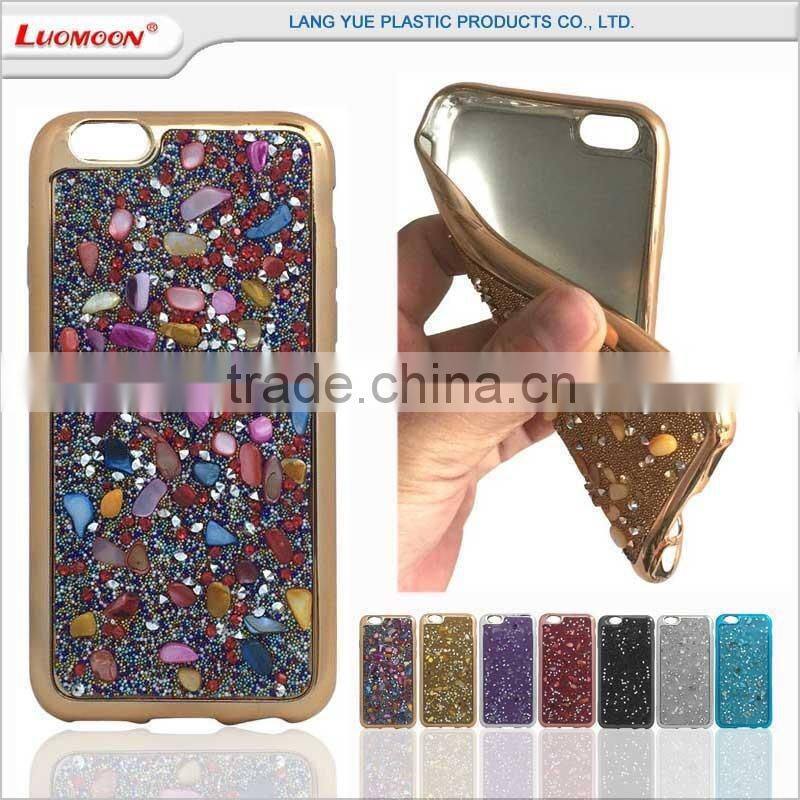 soft tpu golden electroplating colorful stone bling custom phone case for lg leon c40