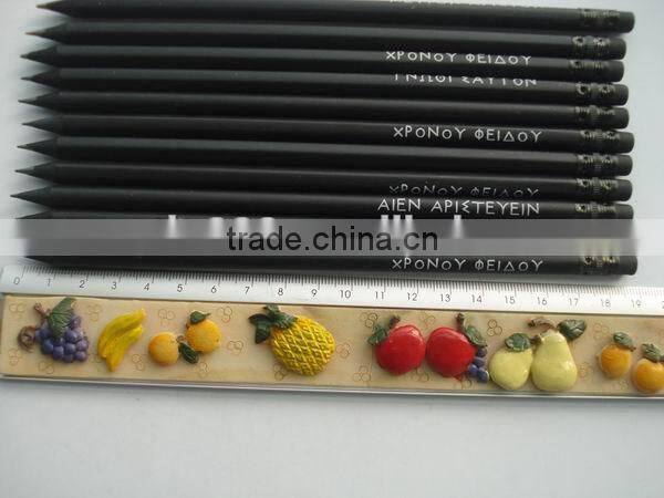 custom printed black wood pencil with eraser for shool students