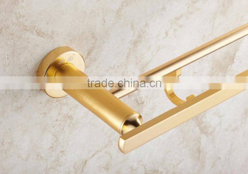 China Cheap Price Bathroom / Golden color /Double Bar Towel shelf #15002