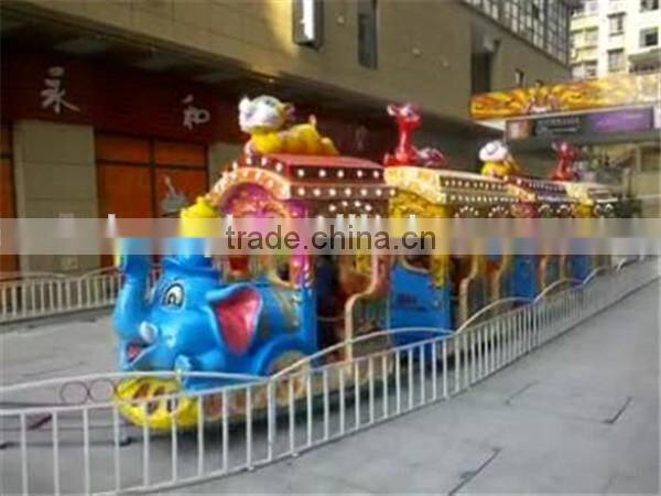 Electric train for kids used amusement park rides elephant track train for sale