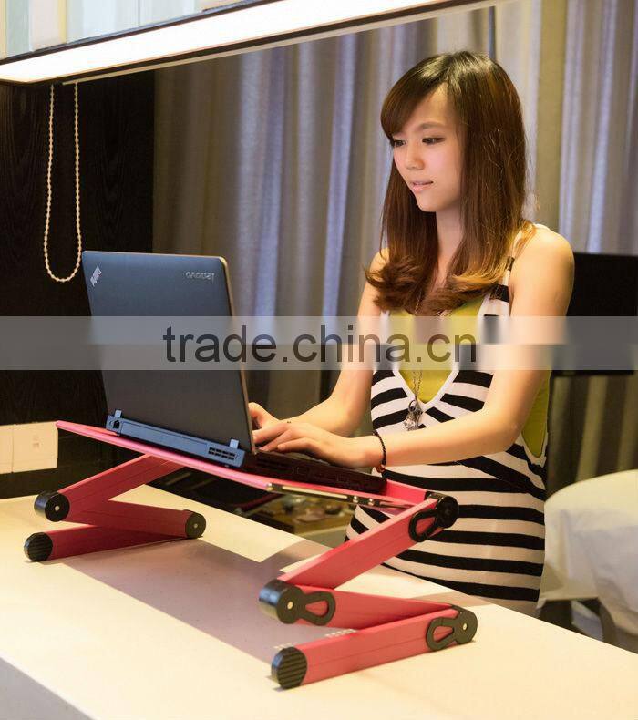 Portable and adjustable folding long study computer table desk on bed