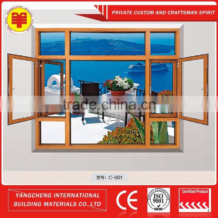 Cheap Rosewood colored thermal aluminum alloy flat window for home