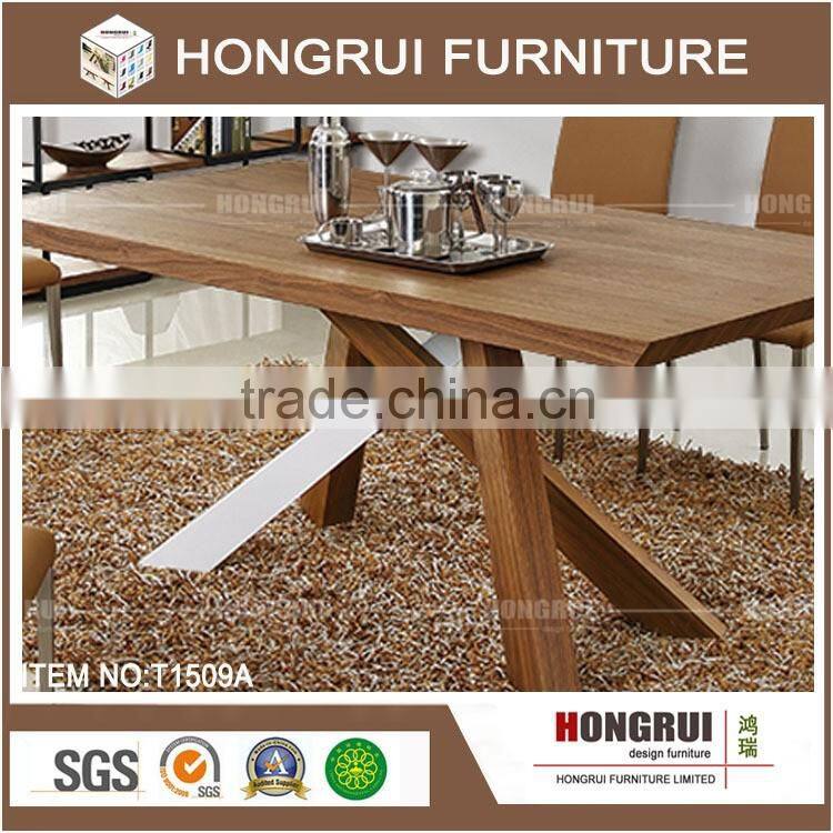 new model luxury dining table / dining room tables and chairs /mdf with walnut veneer top dining table set