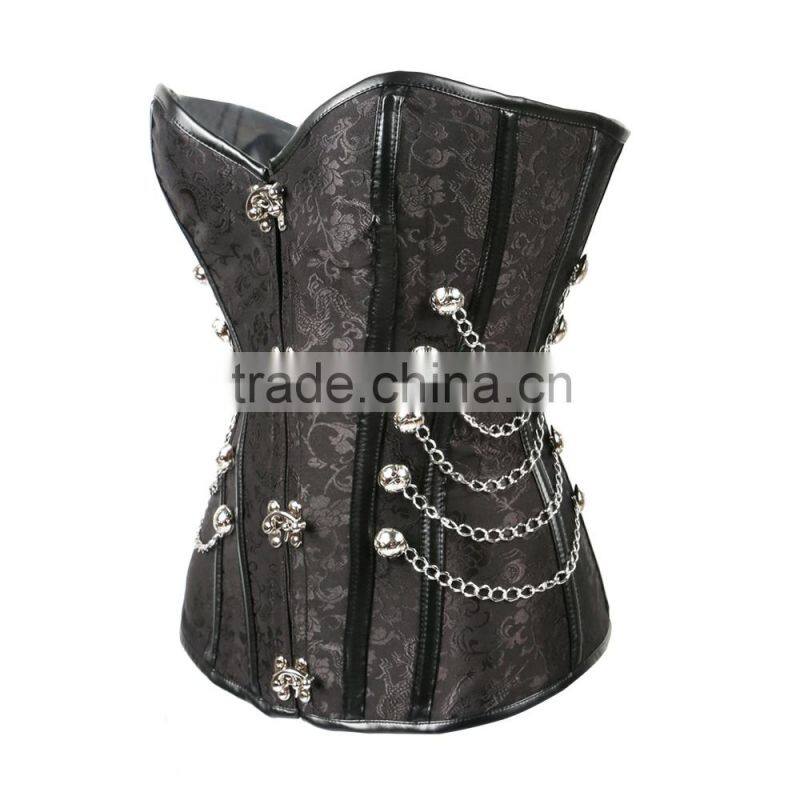 waist slimming steel bone corset in black