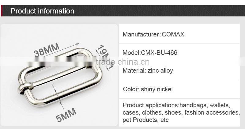 Nickel Metal Bag Strap Adjustable Slide Pin Buckle Belt For Bag Hardware
