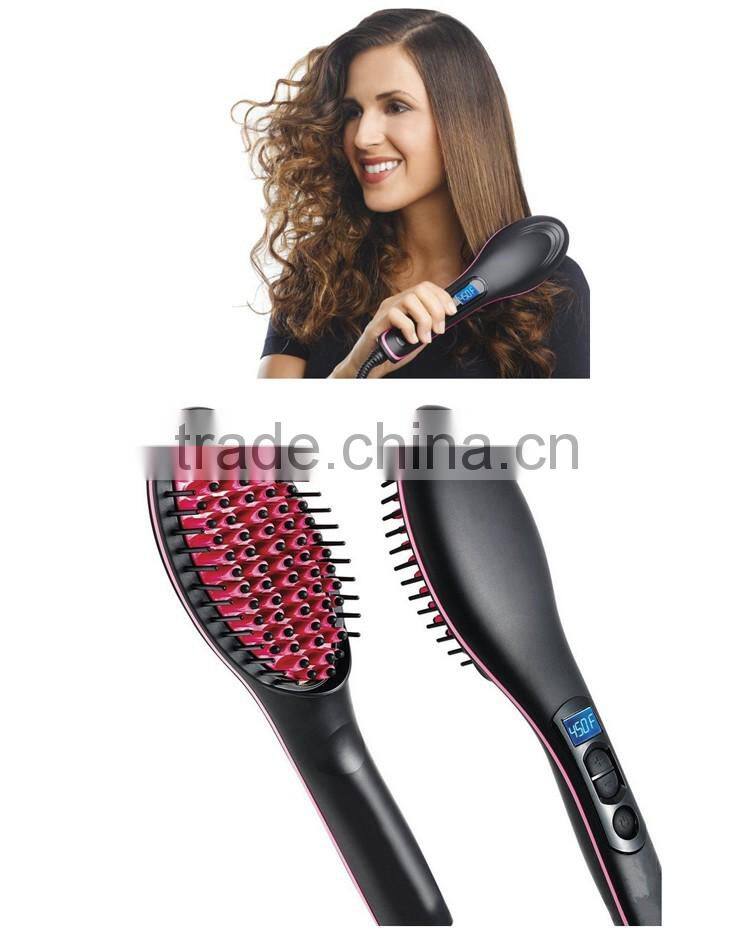 Newest 3D Ceramic LCD Screen Simply Hair Straightener Brush