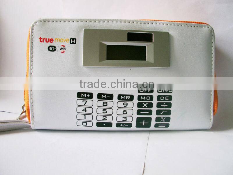 promotional item solar electronic pencil case calculator bag purse calculator