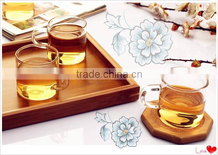 80ml Mini Straight Round Shaped Clear Glass Material Empty Cup with Handle/ Tea Glass Cup with Handle for Drinks