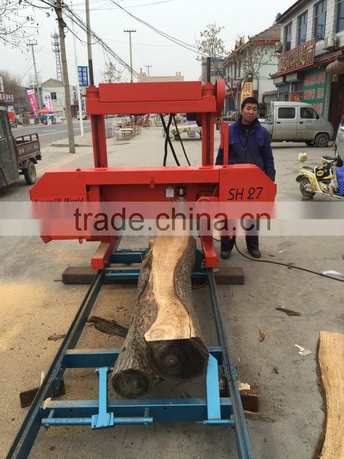 sh27 horizontal portable wood band sawmill with diesel engine