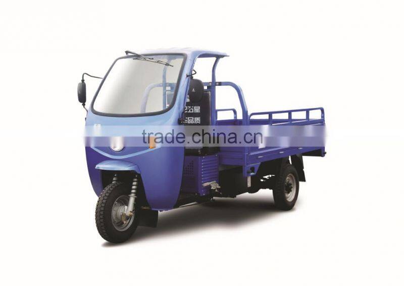 three wheel motor tricycle with half closed cabin for cargo