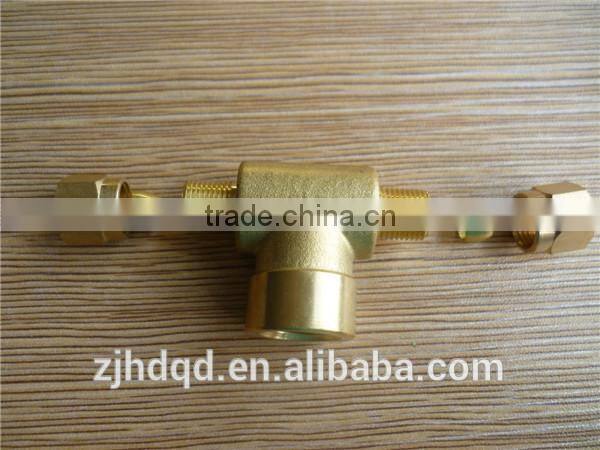 3 way brass hose connector with valve , T-type hose barb ,brass electrical connector,female thread