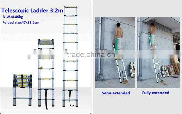 2m 7 steps EN131 extension telescopic aluminium ladder
