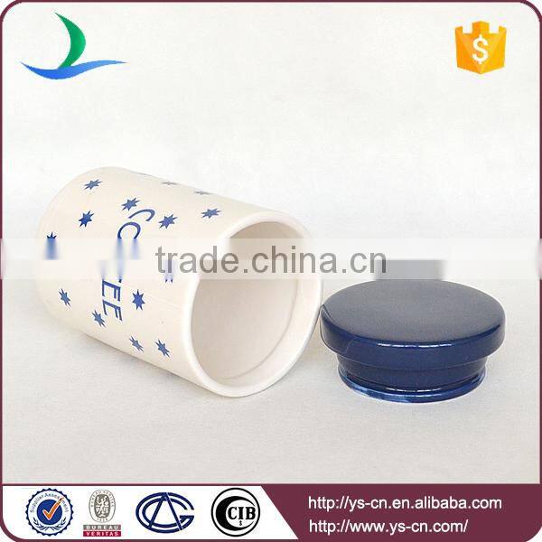 Blue stars ceramic tea coffee sugar canister set