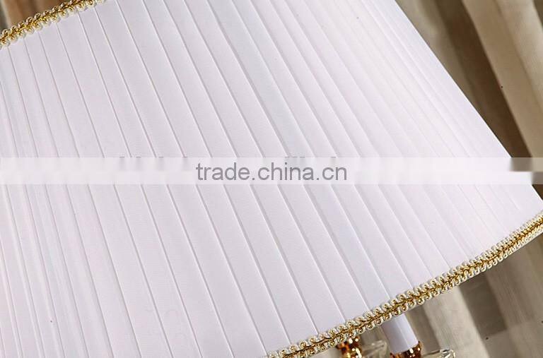 Golden plated metal clear K9 crystal floor lamp with white fabric lampshade