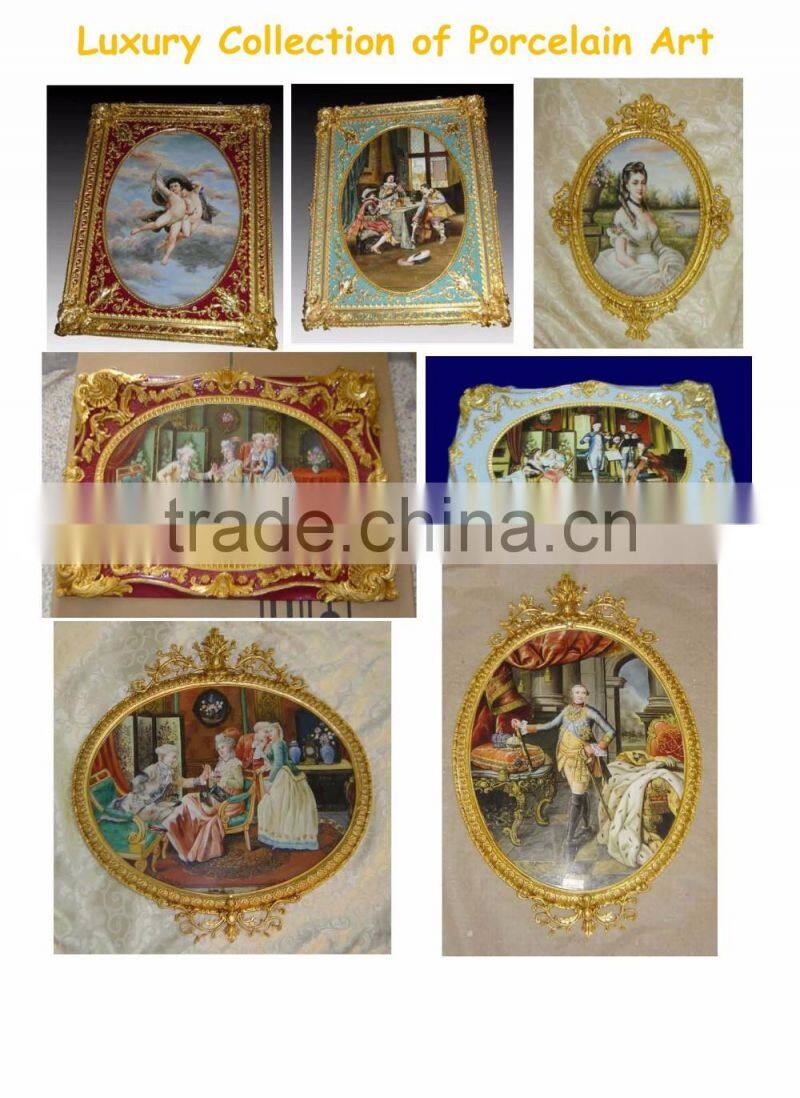 European Luxury Gold Plated Copper and Ceramic Art Painting, Wall Decorated Painting