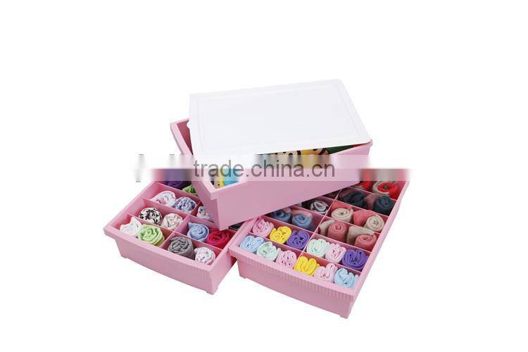 2014 New Colorful Plastic Waterproof Storage Box Set Socks and Underwear Box Design With Two Lid