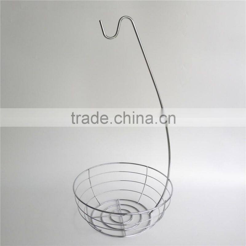 WI2915 Wire Fruit Bowl Holder Display Basket with Banana Hanger Hook