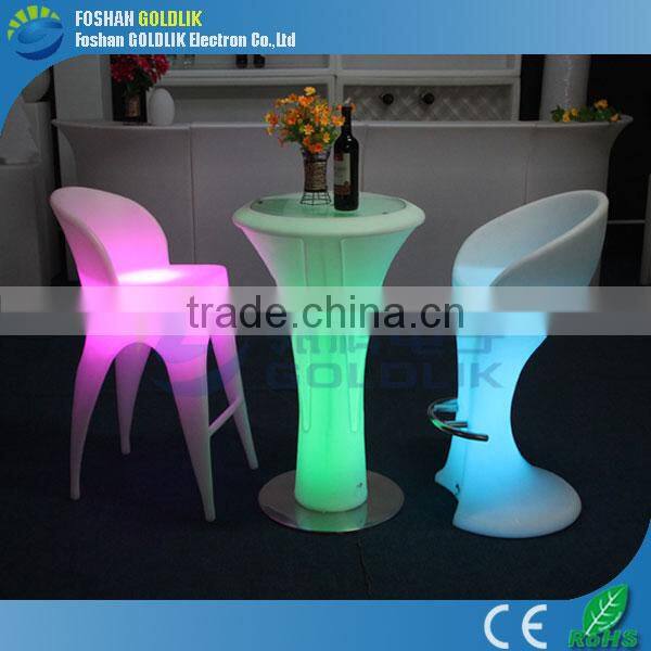 GLACS Control plastic patio furniture LED lighting bar stools