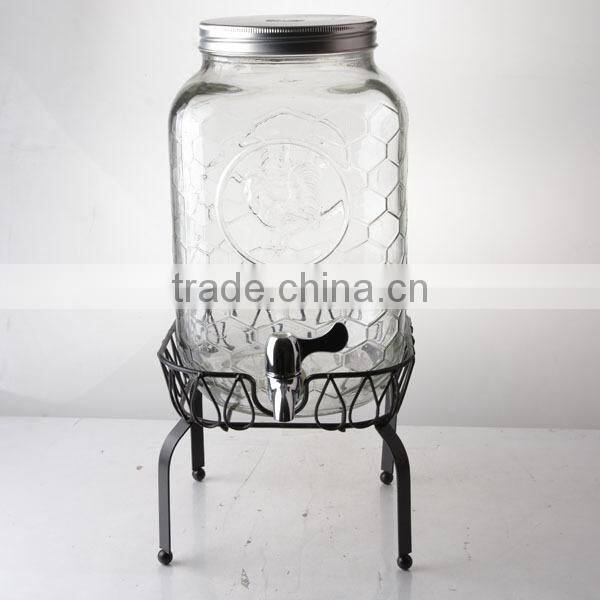 333OZ glass drink dispenser , Glass yard dispenser with ice bucket