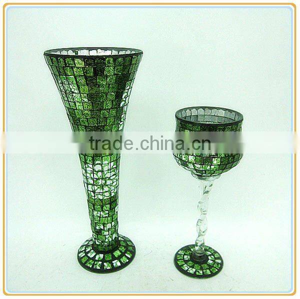 Table Decor Turquoise Glass Craft Set Handmade Different Types Mosaic Vases