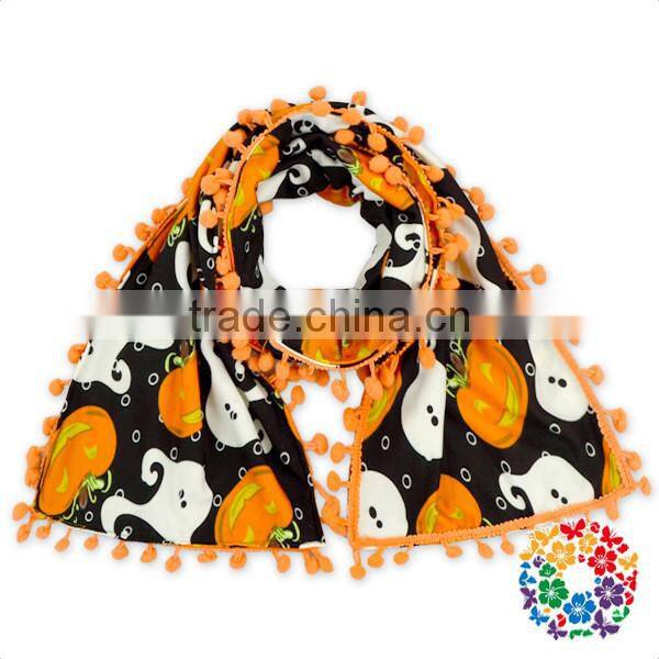cute design soft christmas deer print pom pom tassel scarf for kids