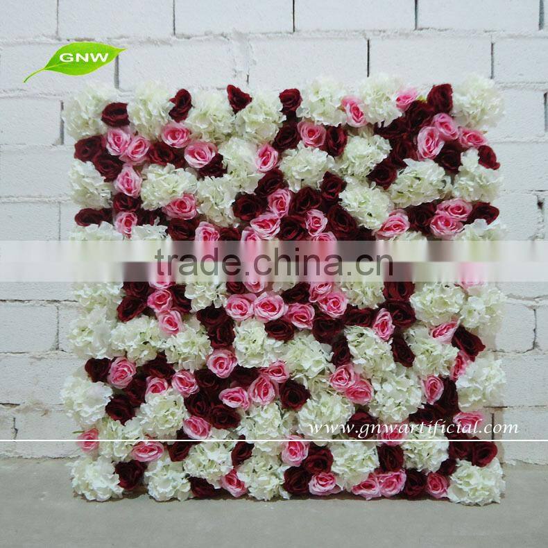 GNW FLW1609015 Fake Flowers Ivory And Champagne Flower Wall Backdrop