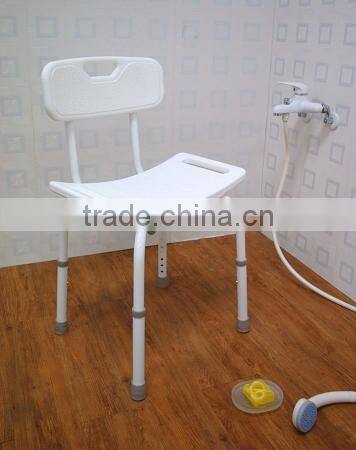 Bathroom shower chair with armrest and backrest