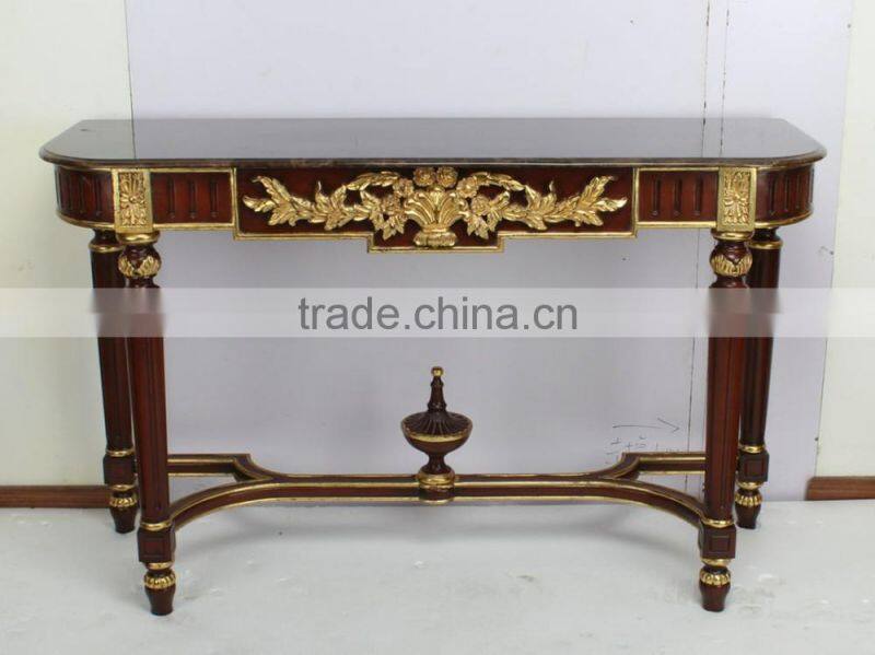Art Deco Brown And Gold Console Table