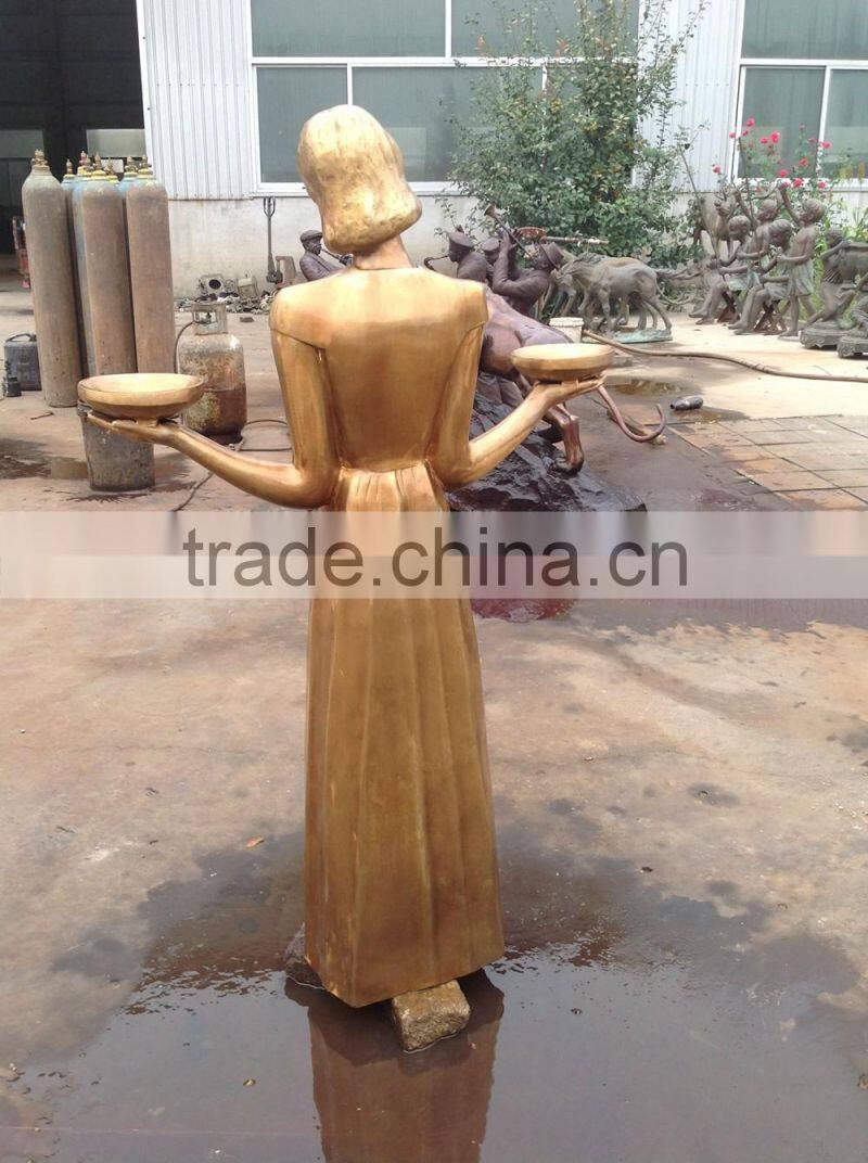 Garden deco famous metal craft bird girl statue bronze sculpture