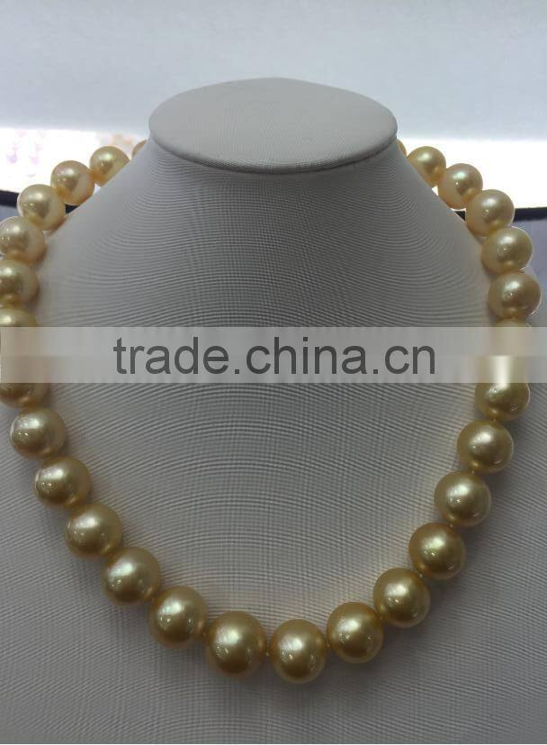 13-14mm gold South Sea Pearl with 14K Gold clasp necklace