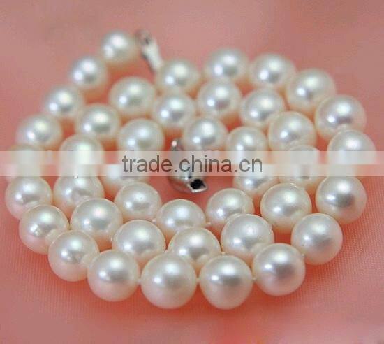 6-7mm White Freshwater Pearl Necklace With 925 Sterling Silver Clasp