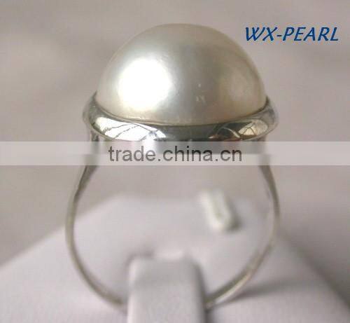 Fashion jewellery Silver plated Rhinestone pearls rings Tahitian Pearl Ring