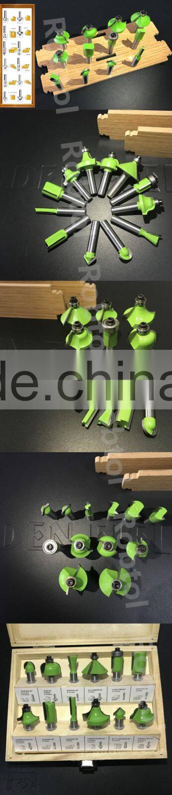 Wood Router Bit Set 12pcs Kit Shank 12mm Tungsten Carbide for Woodworking CNC Carved Engraving milling cutter